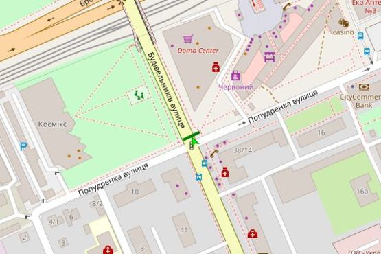 Схема рекламної площини за адресою Будівельників вул. - Попудренка вул.