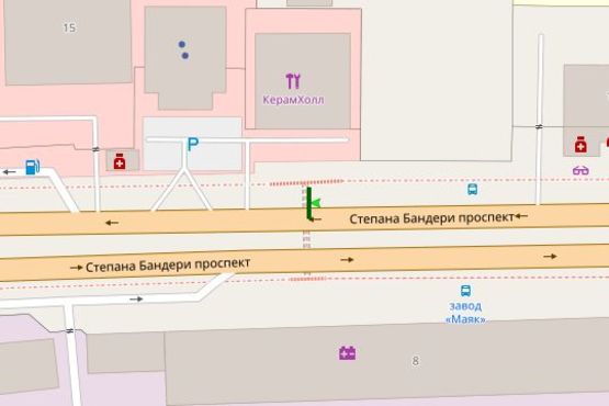 Схема рекламной плоскости по адресу Бандери Степана просп. (Московський просп.), 17 (в направл.Олени Теліги)