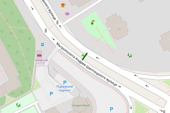 Схема рекламной плоскости по адресу Куліша Пантелеймона пл. (Луначарського пл.), 20 (в напр. ст.метро "Лівобережна")