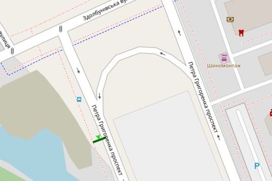 Схема рекламной плоскости по адресу Петра Григоренка просп., напроти "Еко-Маркету" (в напр. вул.Анны Ахматовой)