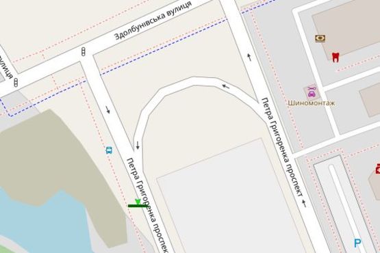 Схема рекламной плоскости по адресу Петра Григоренка просп., напроти "Еко-Маркету" (в напр. вул.Анны Ахматовой)