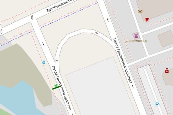 Схема рекламної площини за адресою Петра Григоренка просп., напроти "Еко-Маркету" (в напр. вул.Анны Ахматовой)