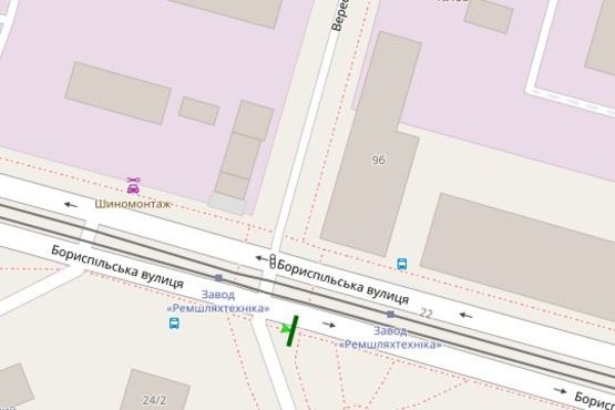 Схема рекламной плоскости по адресу Бориспільська вул., 6 - Вереснева вул.