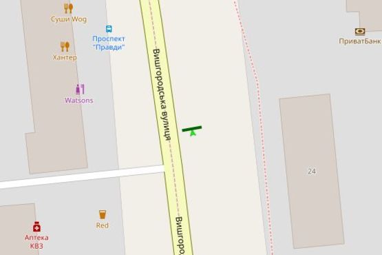 Схема рекламной плоскости по адресу Вишгородська вул., 24