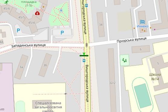 Схема рекламной плоскости по адресу Вишгородська вул. - Западинська вул.