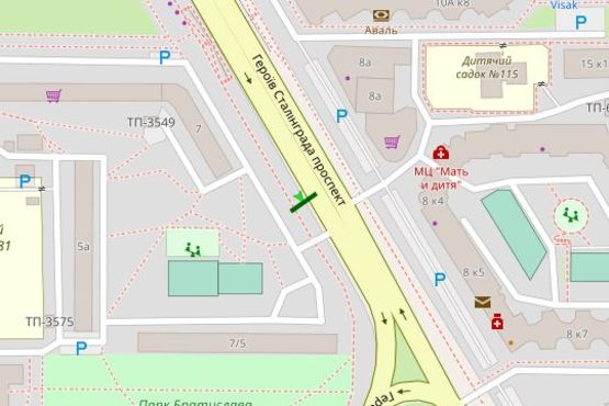 Схема рекламної площини за адресою Героїв Сталінграда просп., 7