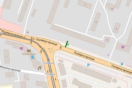 Схема рекламної площини за адресою Полярна вул., 7