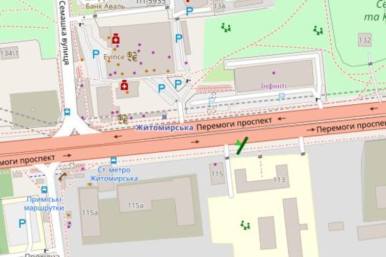 Схема рекламної площини за адресою Перемоги просп., 113