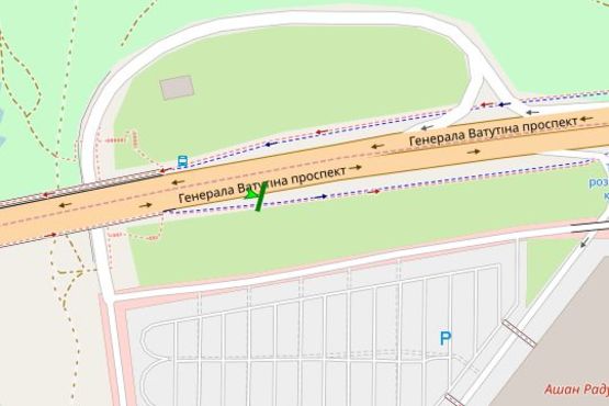 Схема рекламної площини за адресою Шухевича Романа просп. (Генерала Ватутіна просп.), 2 Т