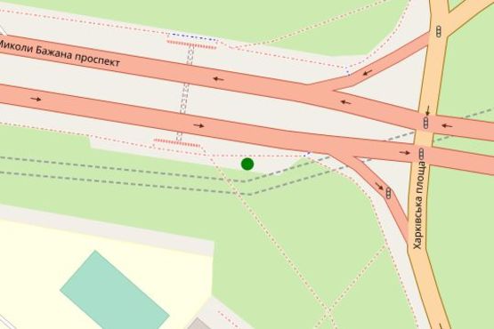 Схема рекламной плоскости по адресу Миколи Бажана просп. - Харківська пл.