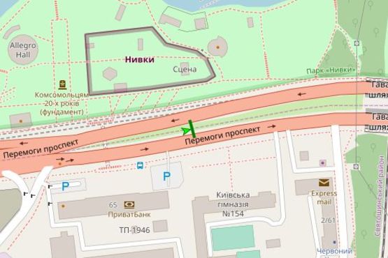 Схема рекламної площини за адресою Перемоги просп., 63 (в направл. пл.Перемоги)