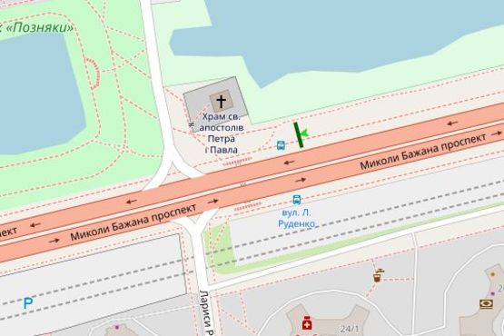 Схема рекламної площини за адресою Миколи Бажана просп., 24/1 напроти