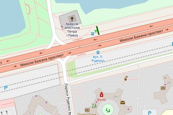 Схема рекламної площини за адресою Миколи Бажана просп., 24/1 напроти