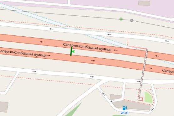 Схема рекламної площини за адресою Саперно-Слобідська вул., 104 на розподілювачі №1 (в напрямку Науки просп.)