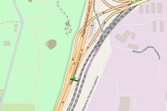 Схема рекламної площини за адресою Наддніпрянське шосе, зупинка  "Видубецьке озеро" (в напрямку Конча-Заспи)