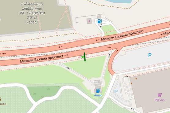 Схема рекламної площини за адресою Миколи Бажана просп., 4 (в напрямку Харківської пл.)