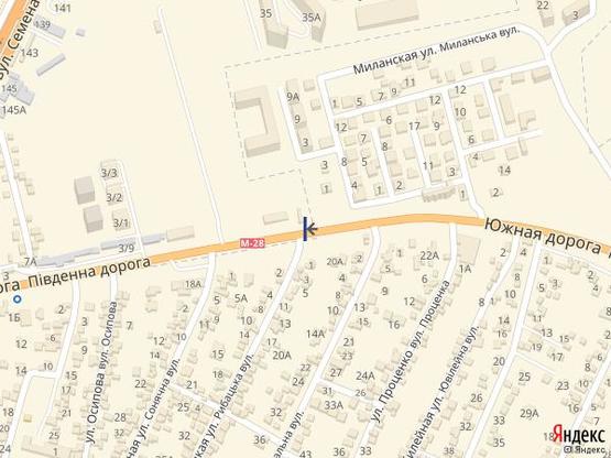 Схема рекламной плоскости по адресу Одесса - Южный 14+600 А