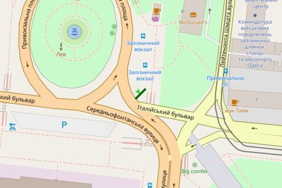 Схема рекламной плоскости по адресу Привокзальна пл., 1Б - Італійський бульв. (2,23х3,06)