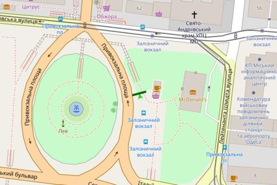 Схема рекламної площини за адресою Привокзальна пл., 3 (2,23х3,06)