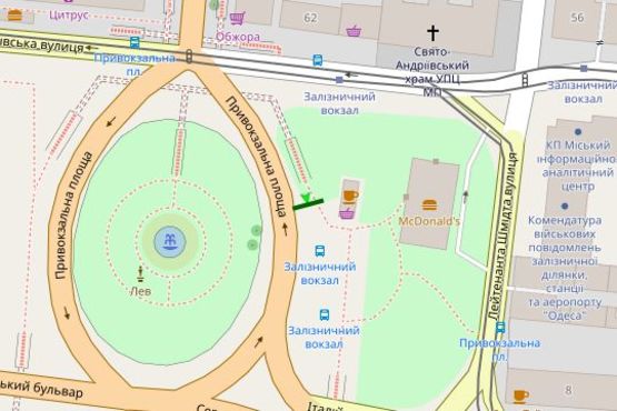 Схема рекламной плоскости по адресу Привокзальна пл., 3 (2,23х3,06)