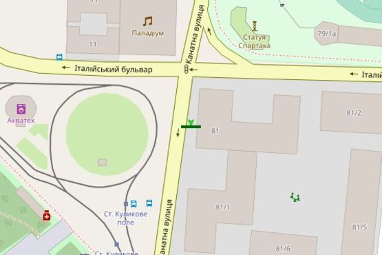 Схема рекламної площини за адресою Канатна вул. - Італійський бульв.