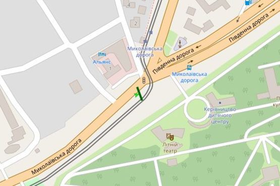 Схема рекламной плоскости по адресу Миколаївська дорога (сан. «Молода Гвардія»)