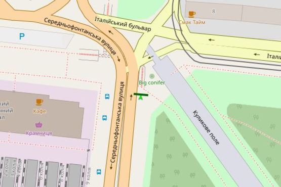 Схема рекламной плоскости по адресу Середньофонтанська вул. - Італійський бульв. (2,23х3,06)