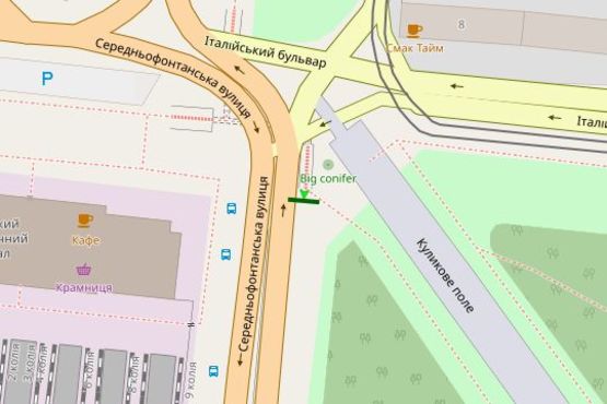 Схема рекламной плоскости по адресу Середньофонтанська вул. - Італійський бульв. (2,23х3,06)