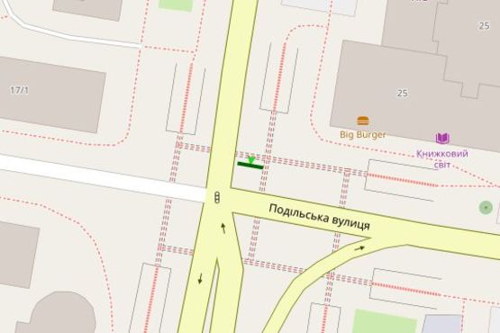 Схема рекламної площини за адресою Кам`янецька вул. - Подільська вул.