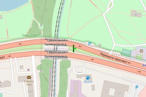 Схема рекламной плоскости по адресу Перемоги просп., 59 на розподілювачі (в направл. Нивок)