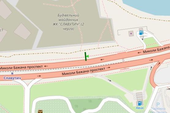 Схема рекламної площини за адресою Миколи Бажана просп., ЖК "Зарічний"