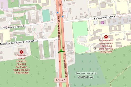 Схема рекламной плоскости по адресу Велика Кільцева дорога, 87 розподілювач (в направл. Одесской пл.)