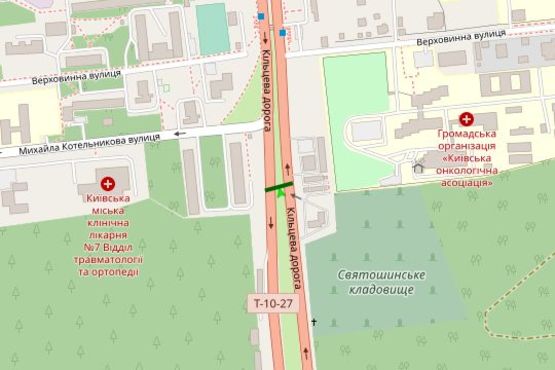 Схема рекламної площини за адресою Велика Кільцева дорога, 87 розподілювач (в направл. Победы просп.)