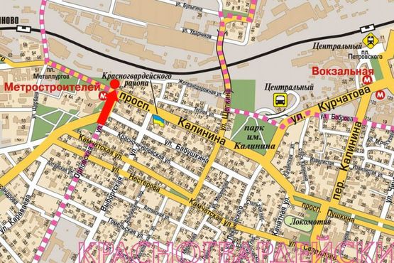 Схема рекламної площини за адресою Нигояна пр. (бывш. Калинина пр.) / Мазепы пр. (бывш. Петровского пр.), ДК "Ильича", ст. м. "Метростроителей", в центр