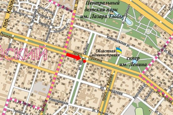 Схема рекламної площини за адресою Пушкина пр. / Савченка ул.