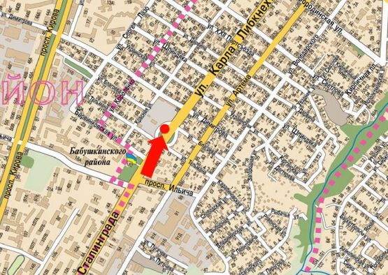 Схема рекламної площини за адресою Грушевского ул. (бывш. Либкнехта ул.), 36