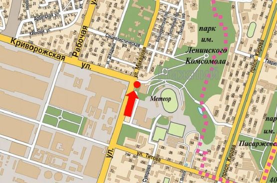 Схема рекламної площини за адресою Макарова ул. / Криворожская ул., стадион "Метеор"