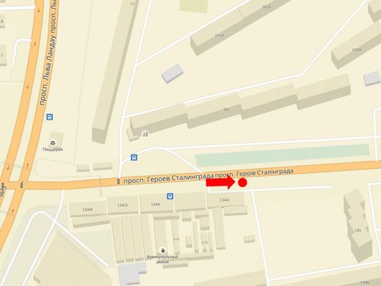 Схема рекламної площини за адресою Героев Сталинграда пр., 136В, в сторону Московский пр.