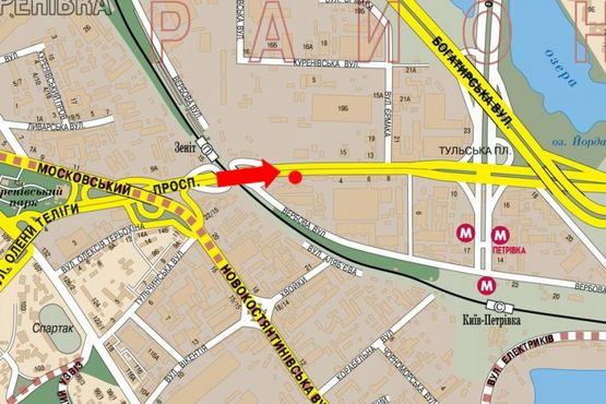 Схема рекламної площини за адресою Бандеры пр. (бывш. Московский пр.), 2, напротив "Фоксмарта", "Ашан", из центра