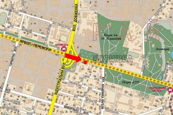 Схема рекламної площини за адресою Победы пр., 45, возле супермаркета "Эльдорадо", в сторону Победы пл.