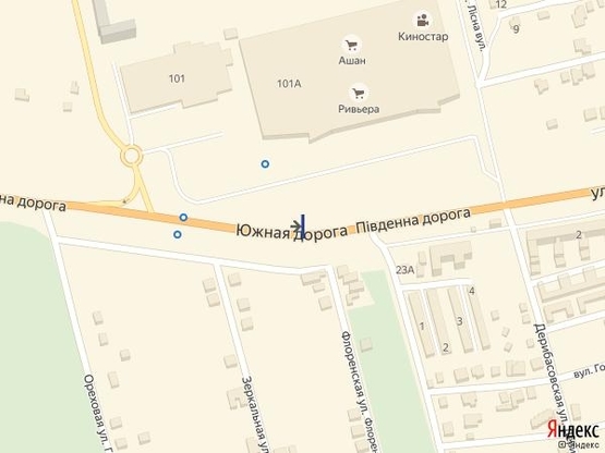 Схема рекламной плоскости по адресу Одесса - Южный 17+700 Б