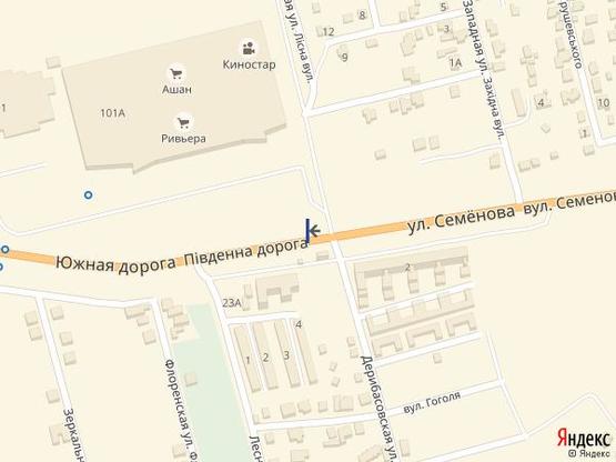 Схема рекламной плоскости по адресу Одесса - Южный 18+000 А