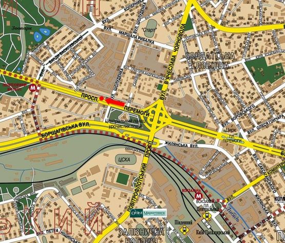 Схема рекламної площини за адресою Победы пр., 20 / Шолуденка ул., из центра