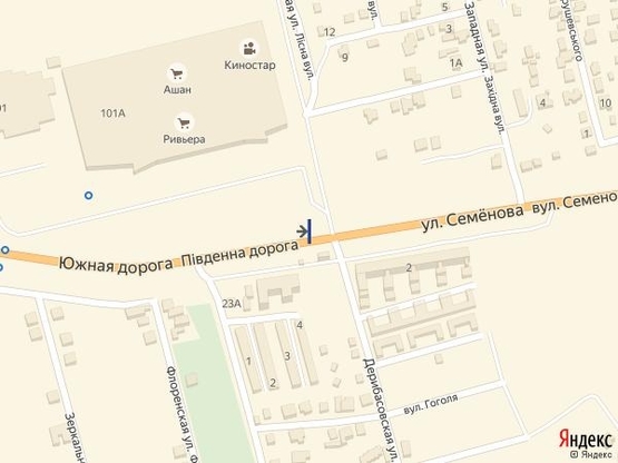 Схема рекламной плоскости по адресу Одесса - Южный 18+000 Б