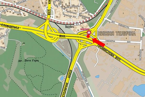 Схема рекламной плоскости по адресу Промышленная ул., мост Южный , в центр