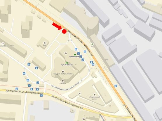 Схема рекламной плоскости по адресу Мельникова ул., 3, ст. м. "Лукьяновская", возле "McDonald's", в сторону Сечевых Стрельцов ул. (бывш. Артема ул.)