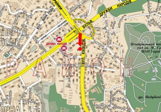 Схема рекламної площини за адресою Бойчука ул. (бывш. Киквидзе ул.), 4Б, со стороны Украинки бул.