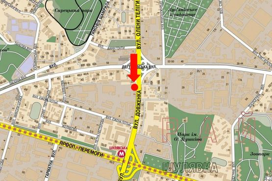 Схема рекламної площини за адресою Довженко ул., 7-А, в сторону ст. м. "Шулявская"