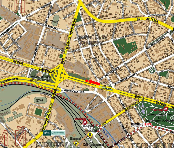 Схема рекламной плоскости по адресу Победы пр., 6, возле АЗС "Лукойл", салона "Пежо", в сторону моста Воздухофлотского