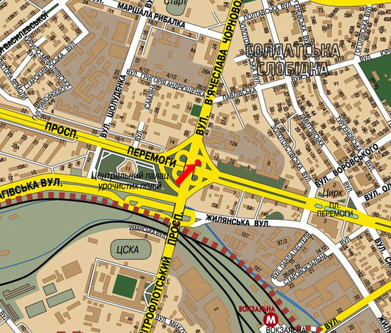 Схема рекламной плоскости по адресу Победы пр. / Черновола ул., на Воздухофлотском мосту в сторону Черновола ул.